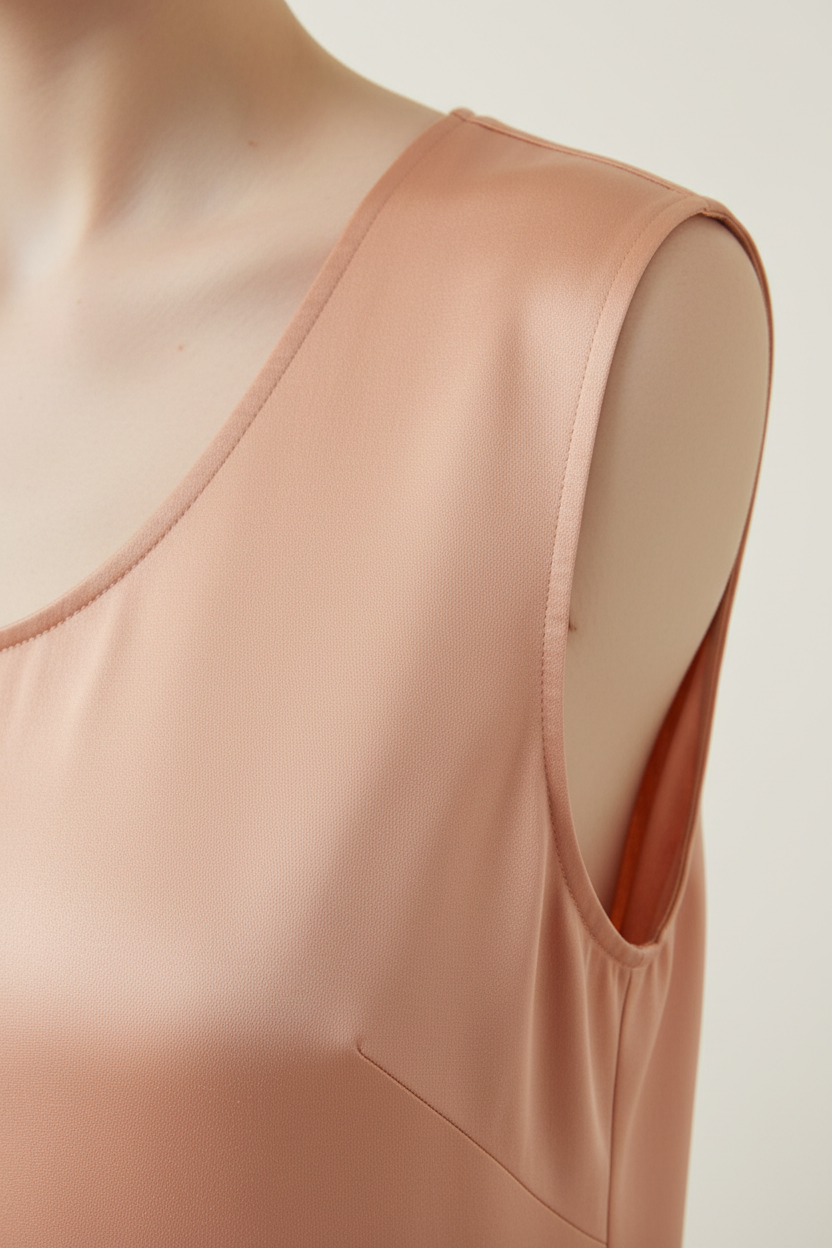 Sleeveless Top in Soft Peach - Fabric Detail