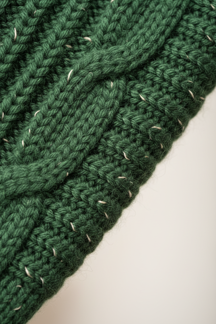 Knit Sweater in Forest Green - Knit Detail