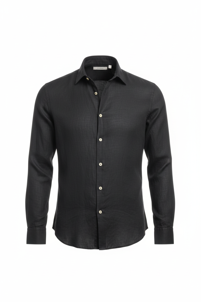 Casual Shirt in Charcoal Black - Front View