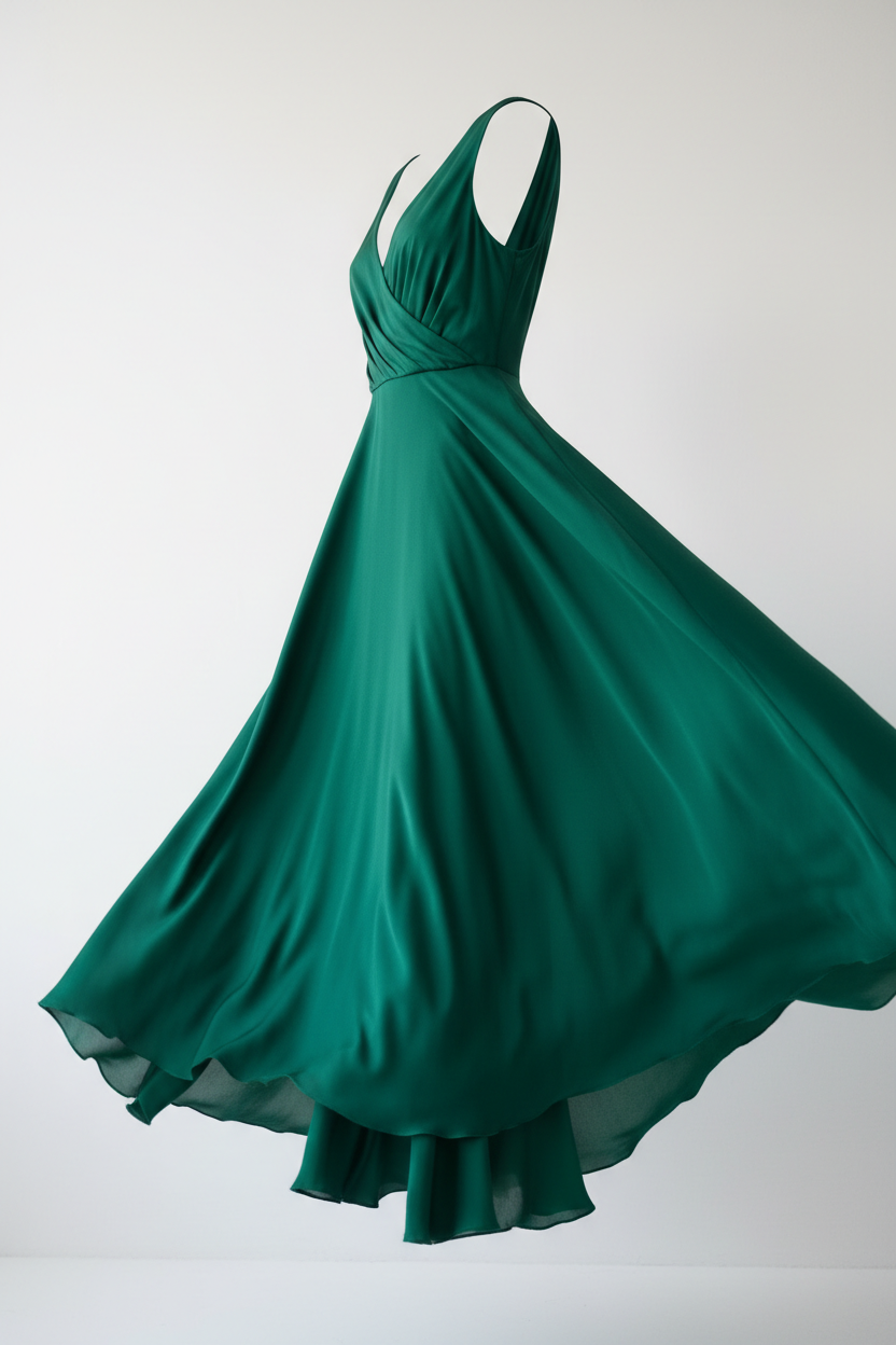 Emerald Green Midi Dress - Angle