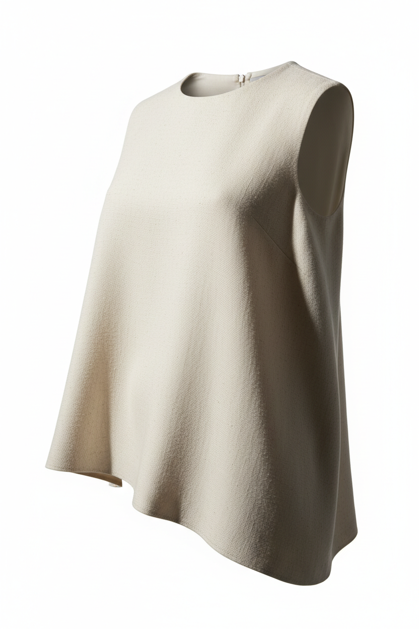 Sleeveless Top in Ivory - 45 Degree Angle