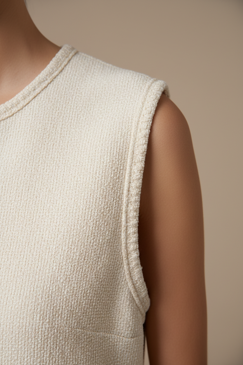 Sleeveless Top in Ivory - Fabric Detail