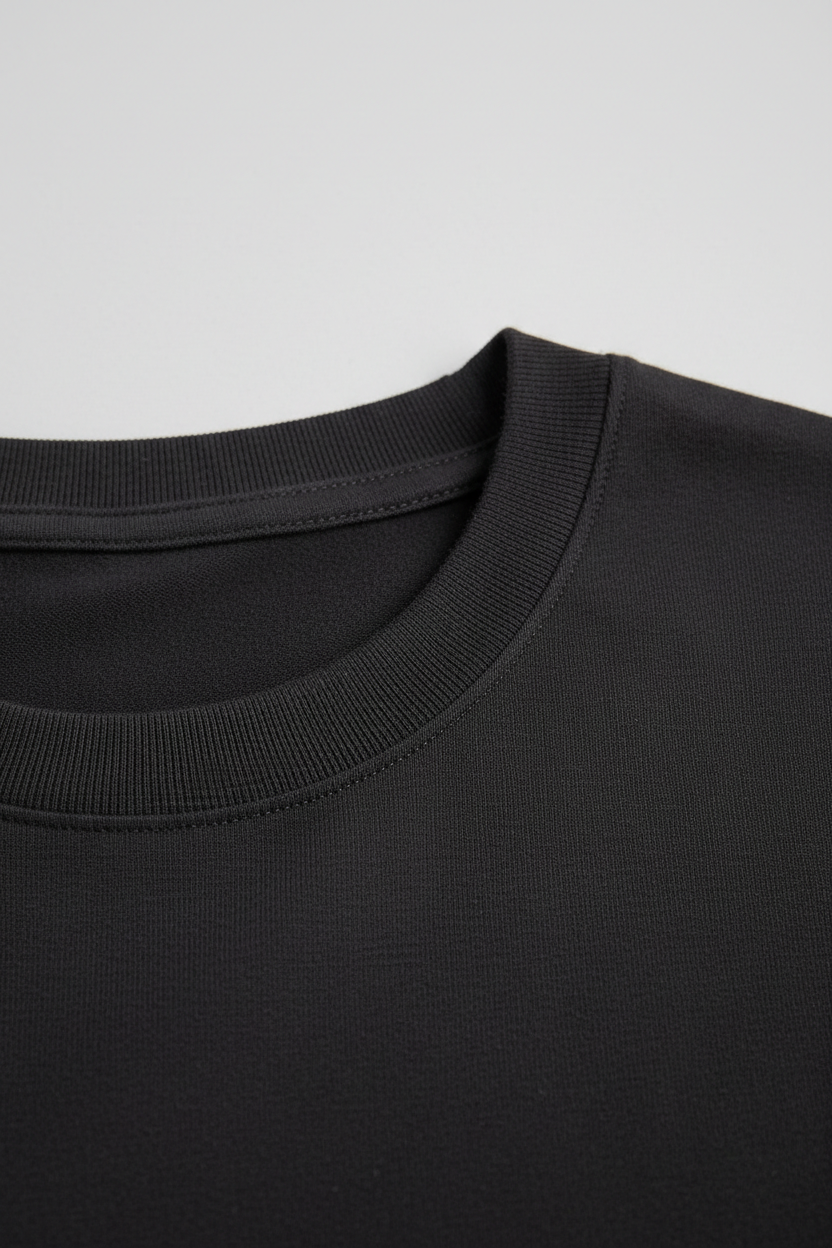 Oversized T-Shirt in Charcoal Black - Neckline Detail
