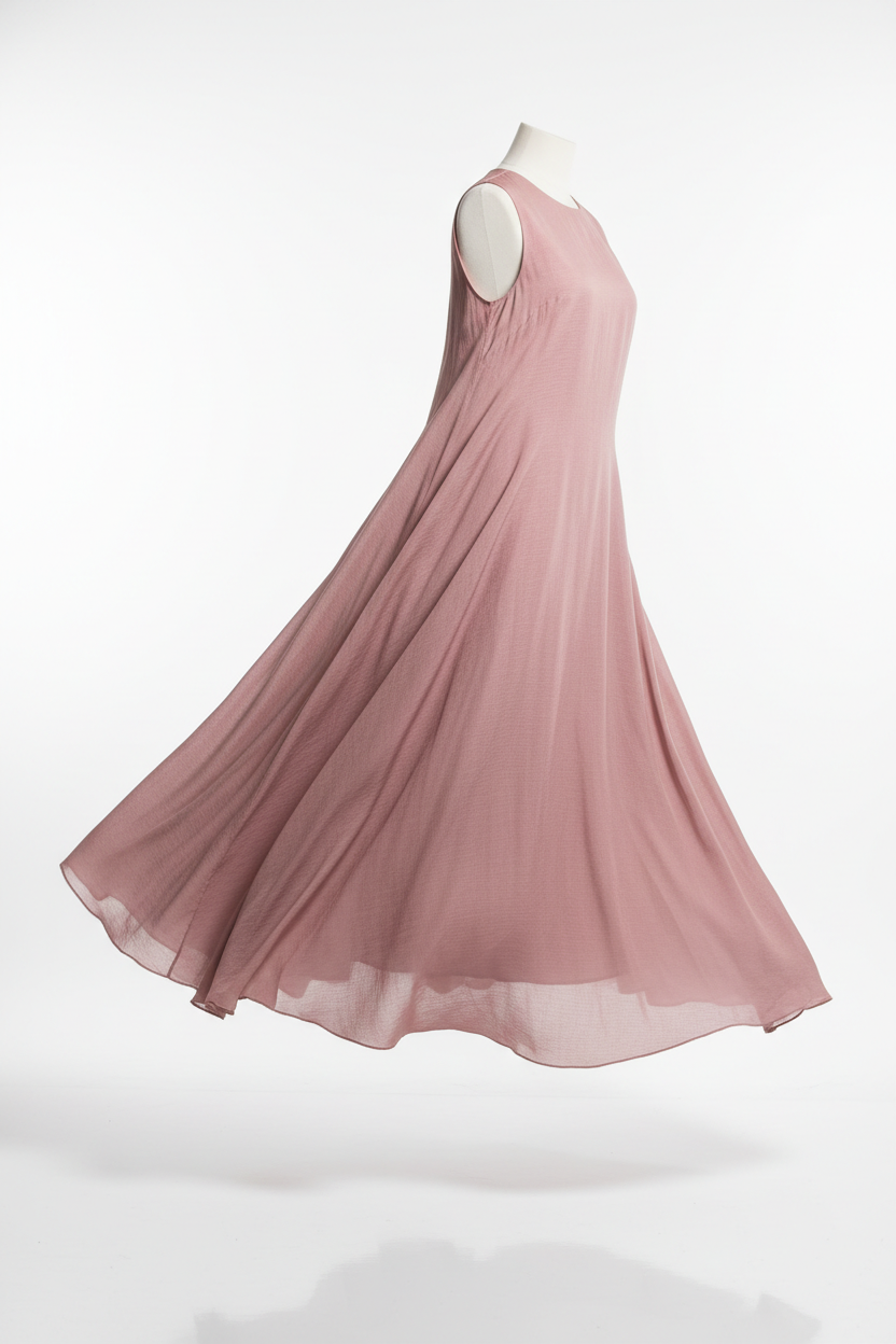 Midi Dress in Dusty Rose - 45 Degree Angle