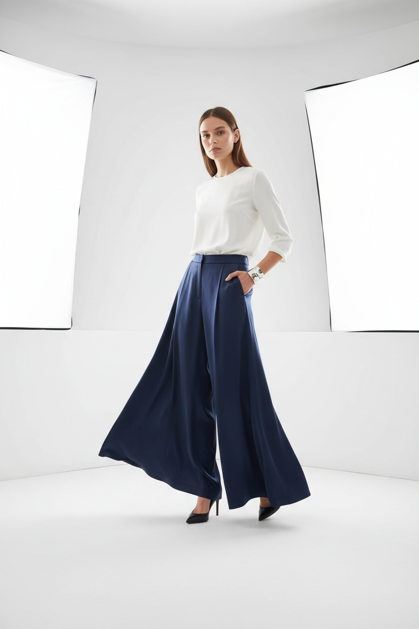 Formal Trousers in Midnight Blue - Model Wearing
