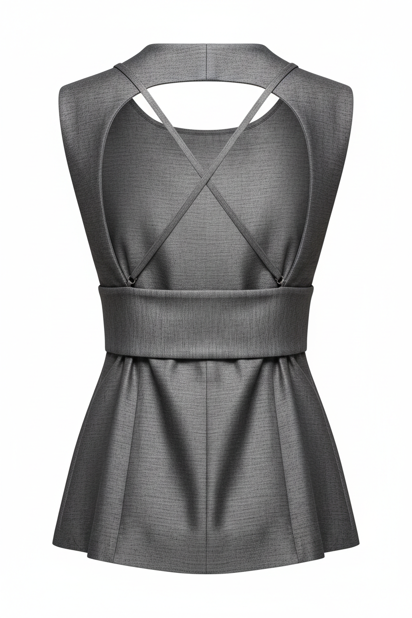 Sleeveless Top in Charcoal - Back View