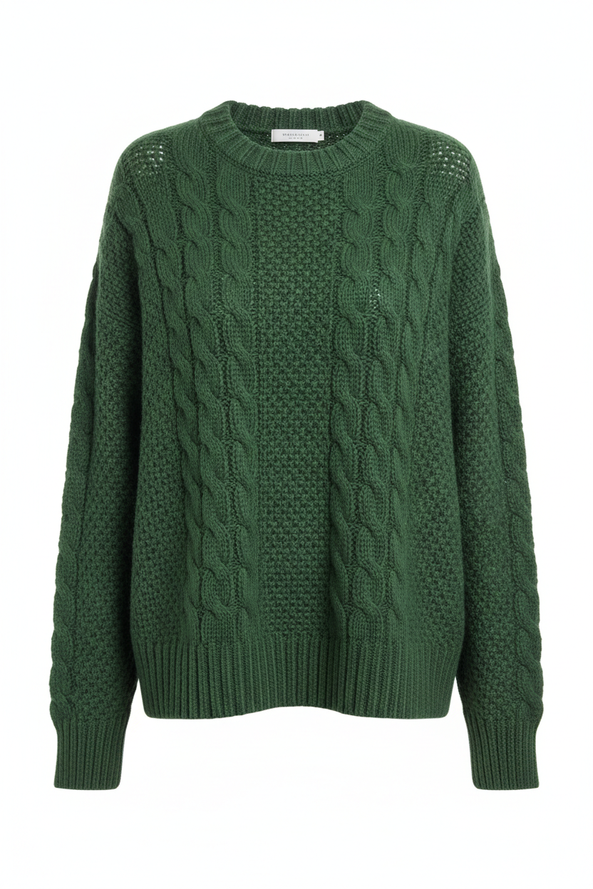 Knit Sweater in Forest Green - Front View
