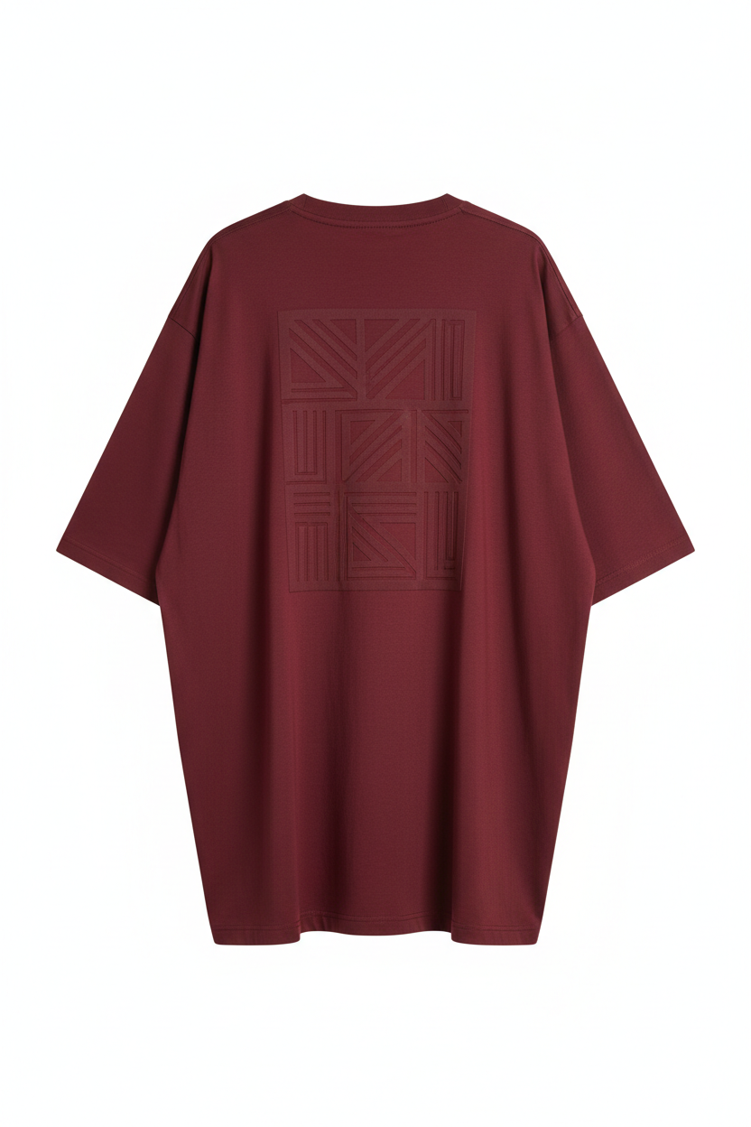 Oversized T-Shirt in Deep Wine Red - Back View