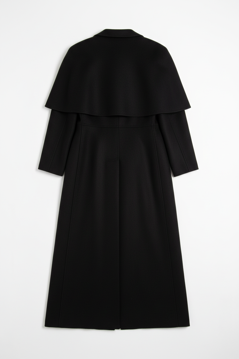 Long Coat in Black - Back View