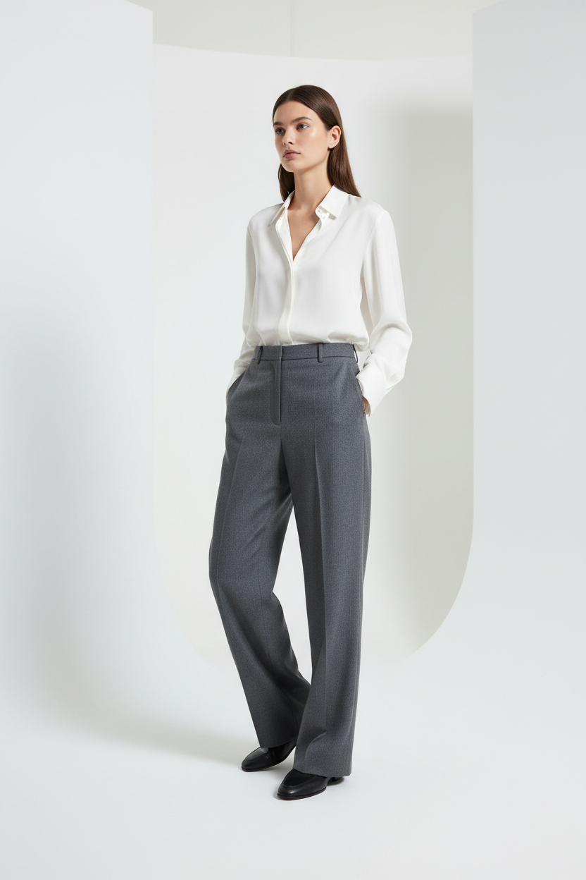 Formal Trousers in Charcoal - Model Wearing