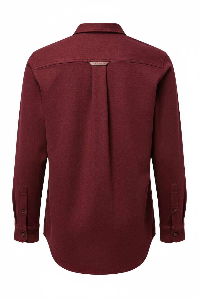 Casual Shirt in Deep Wine Red - Back View