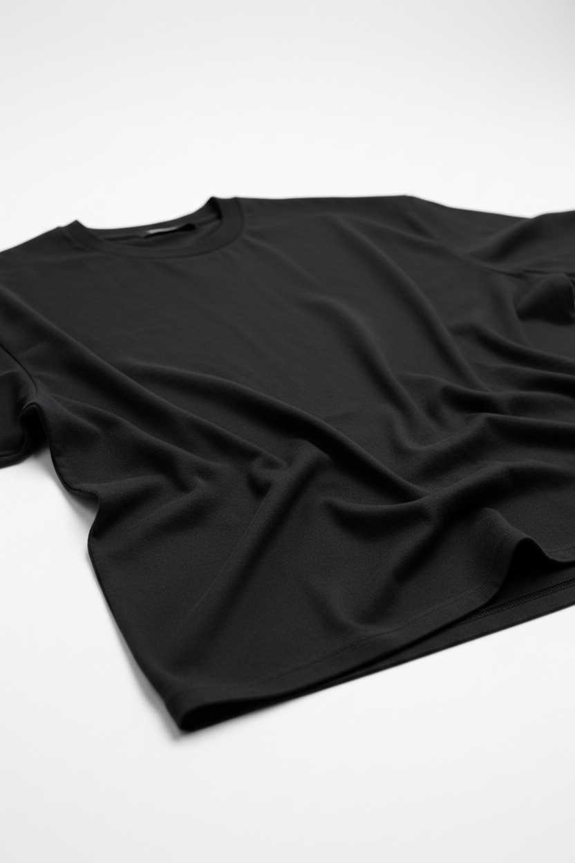 Oversized T-Shirt in Charcoal Black - 45 Degree Drape