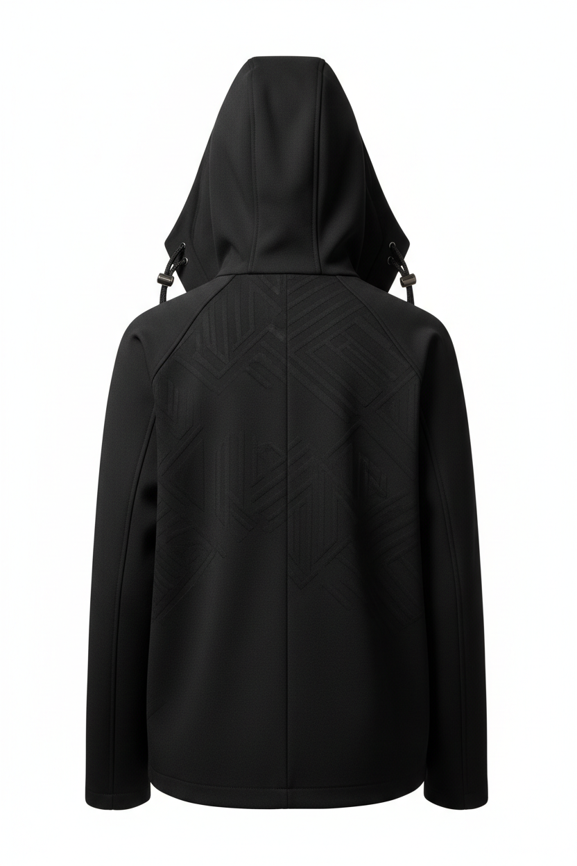 Hooded Jacket in Jet Black - Back View
