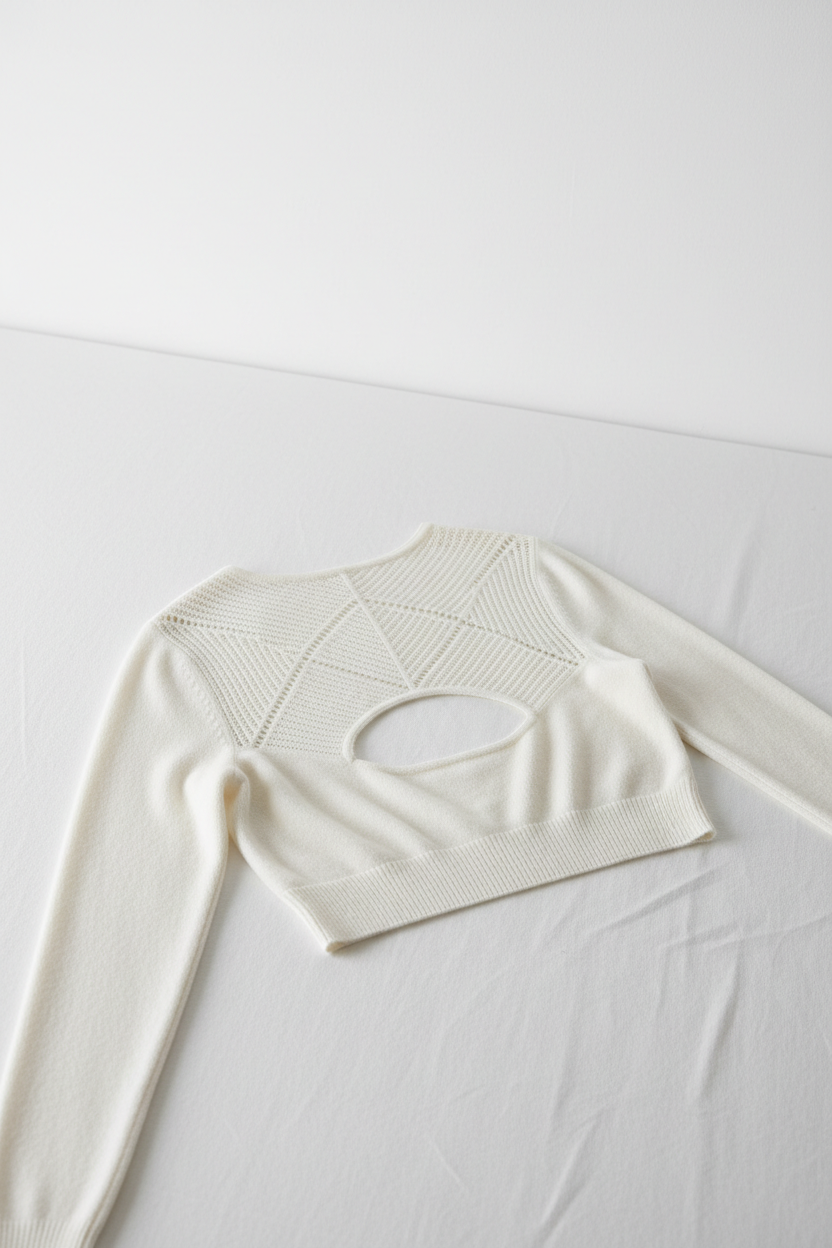 Crop Top in Soft White - Back View