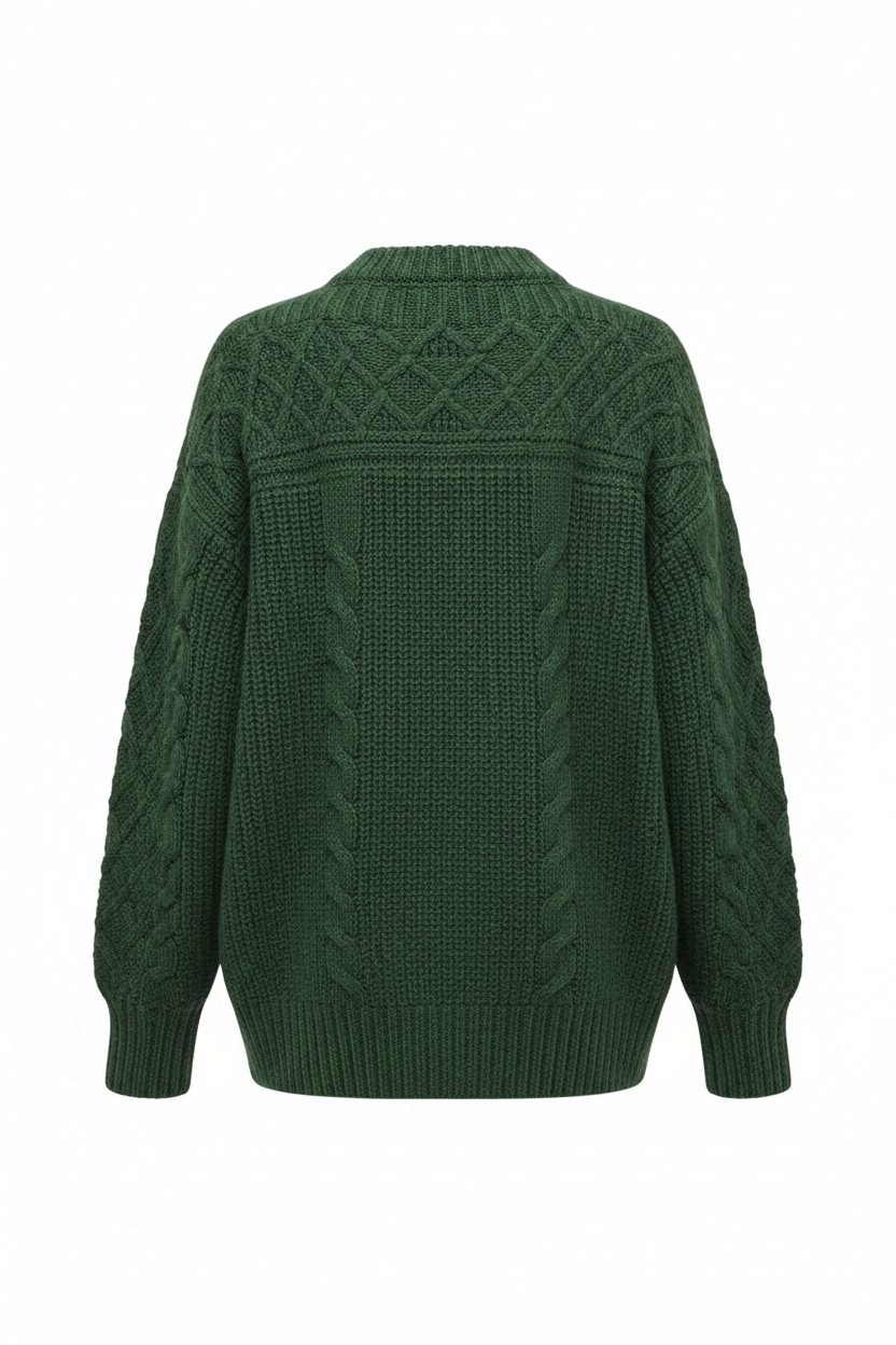 Knit Sweater in Forest Green - Back View
