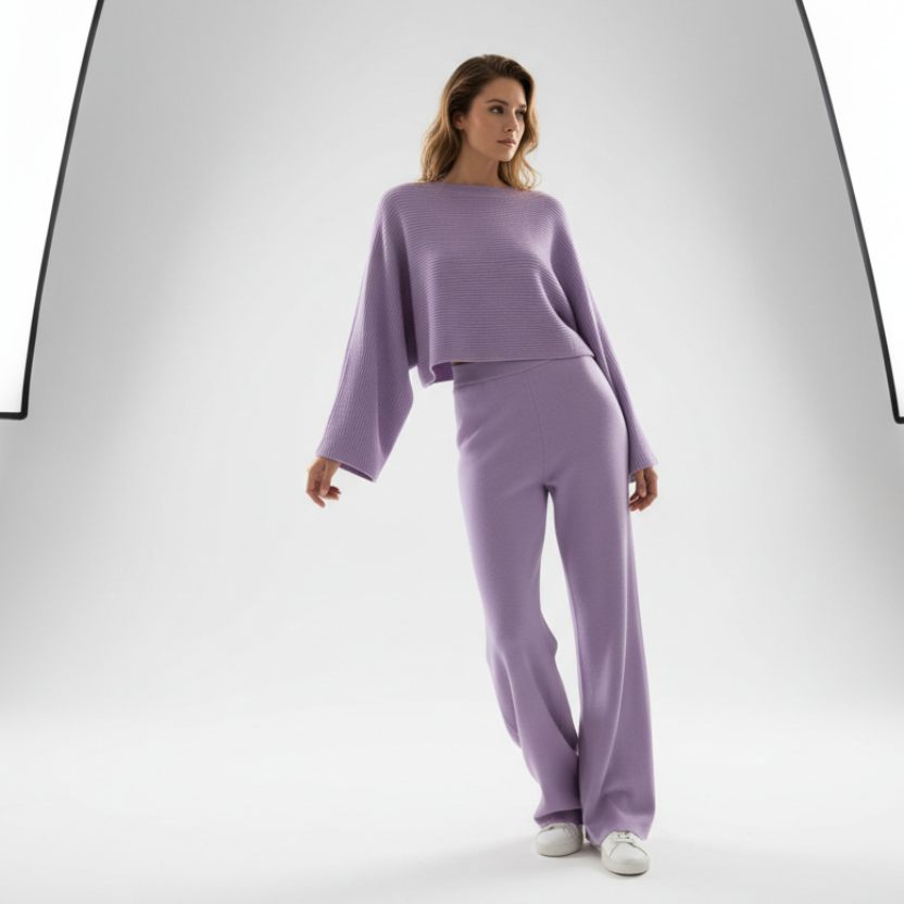Crop Top in Lavender - Model Wearing