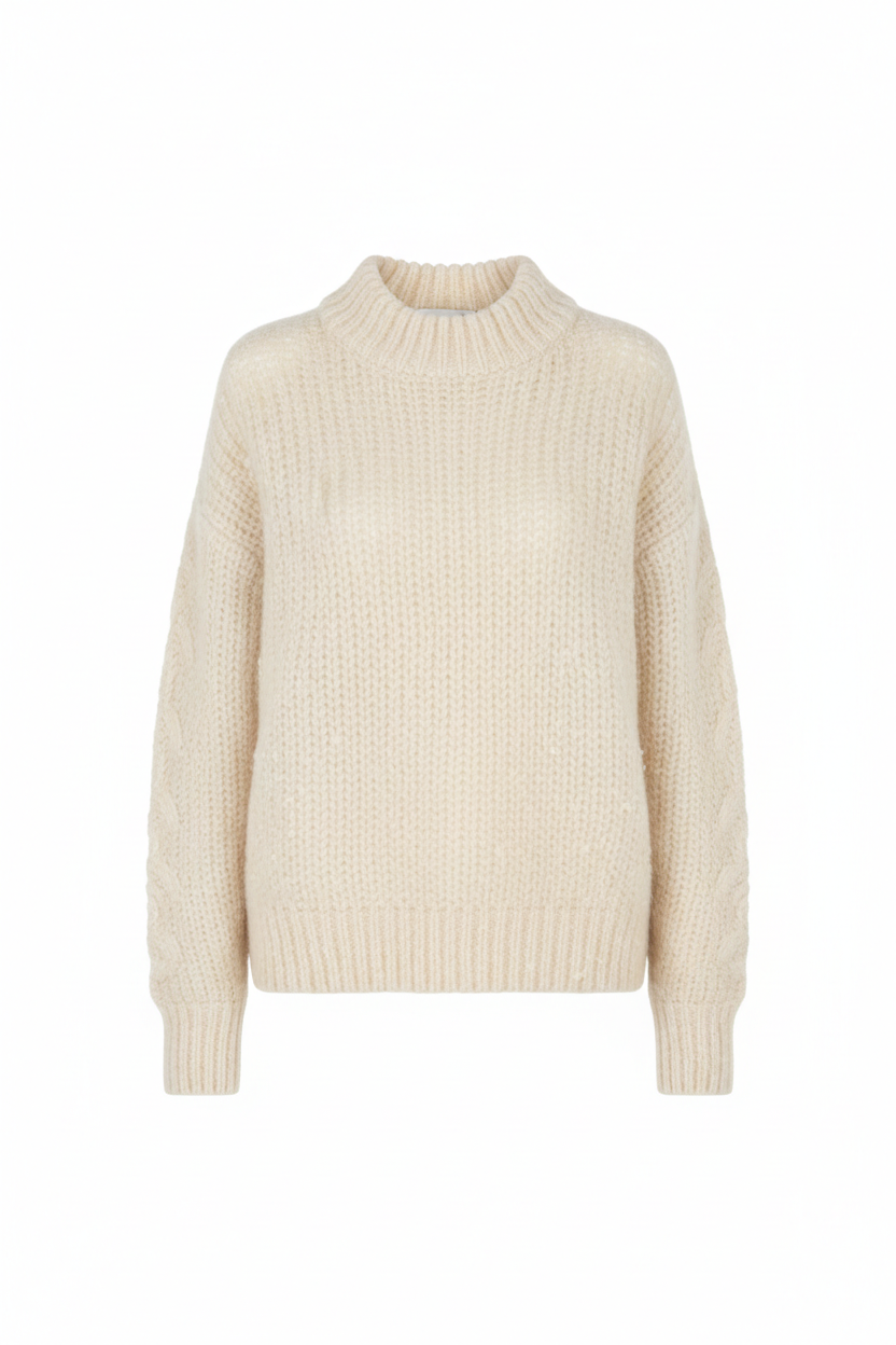Knit Sweater in Cream - Front View