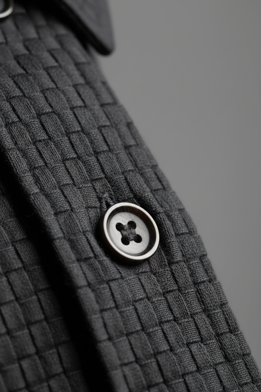 Casual Shirt in Charcoal Black - Fabric Detail