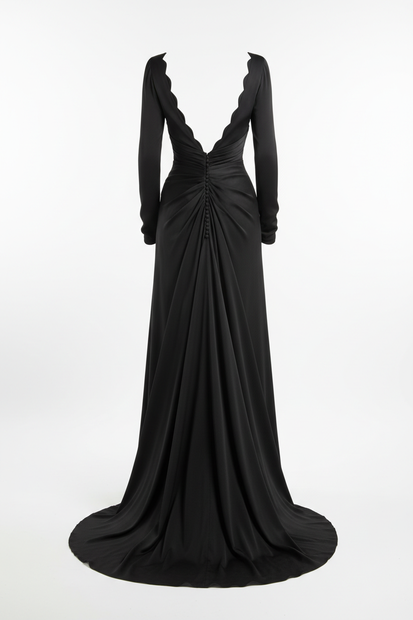 Evening Dress in Classic Black - Back View